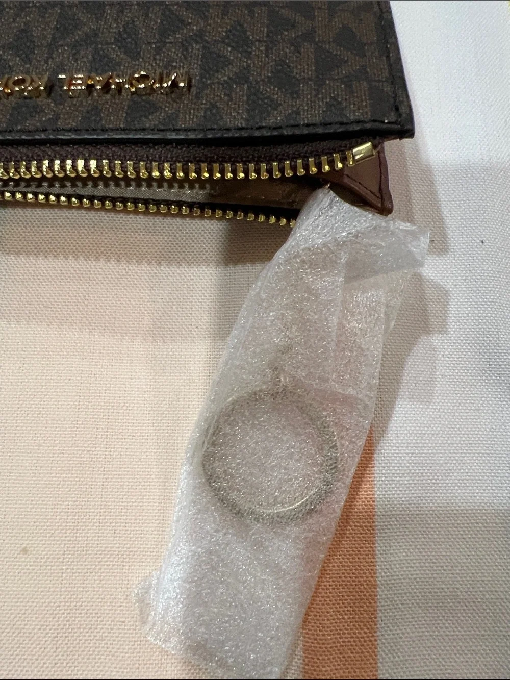 Michael Kors Dark Brown Signature Zip Card Pouch